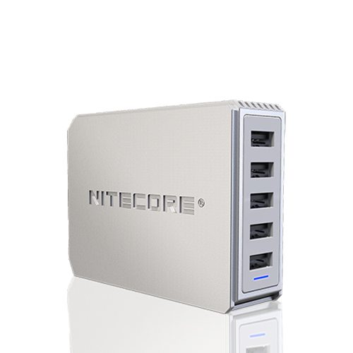carregador usb 5 portas - Carregador UA55 - 5 Portas USB Desktop Adapter 50W - Nitecore®