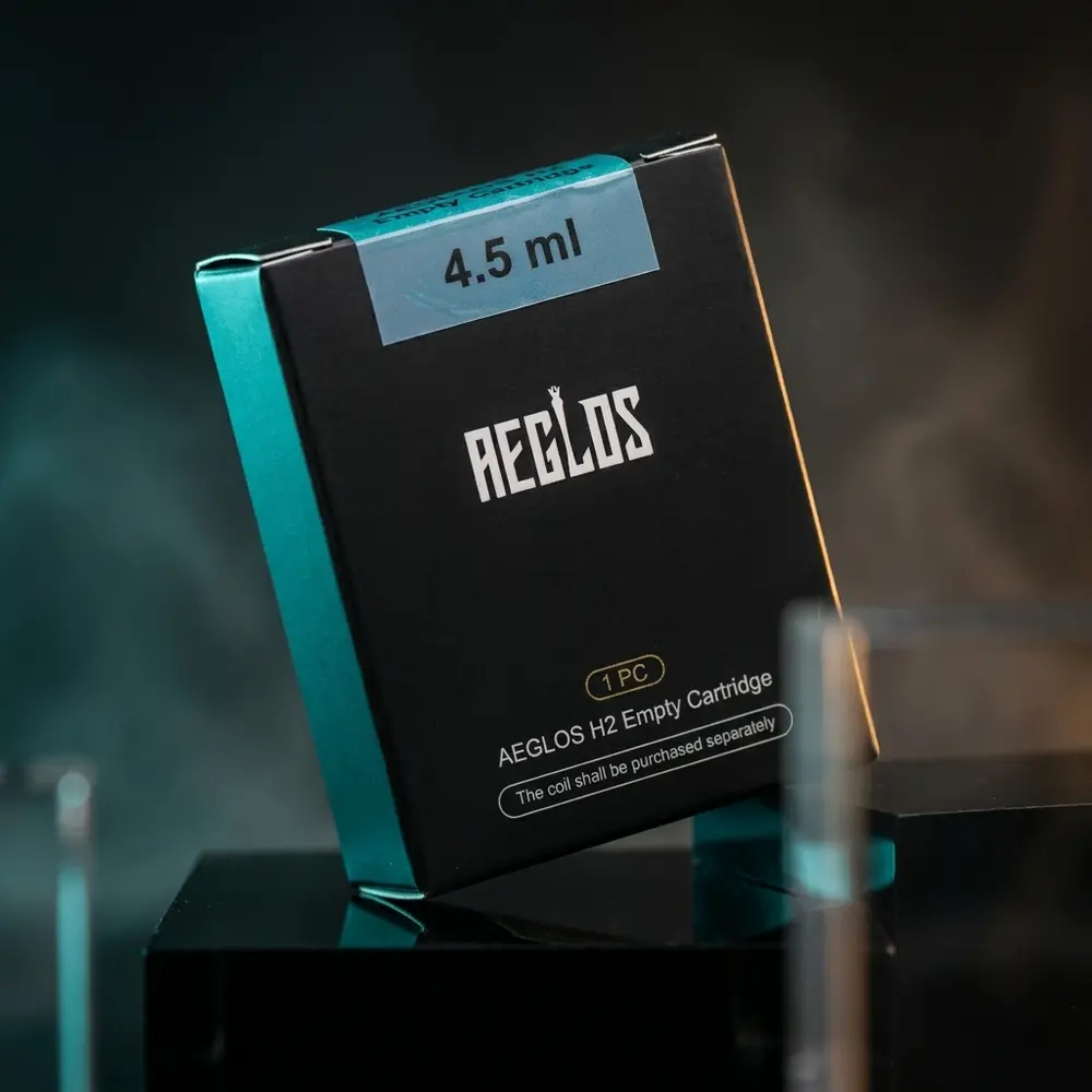 Pod Reposição Aeglos H2 Uwell em close hero sobre acrílico preto com iluminação âmbar e teal e reflexos - Vapor Gringo