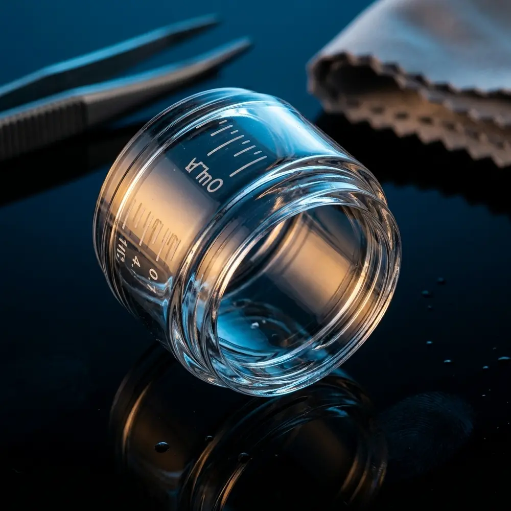 Vidro reposicao Bubble Melo 5 Istick Rim 4ml sobre acrilico preto com reflexos azul e ambar e microgoticulas - Vapor Gringo