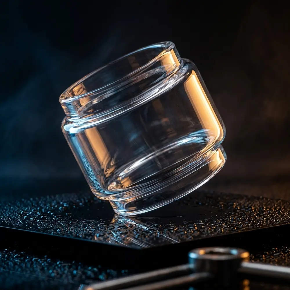 Vidro de reposição IJust 3 Bubble 6.5ml sobre acrílico preto molhado com iluminação dramática - Vapor Gringo